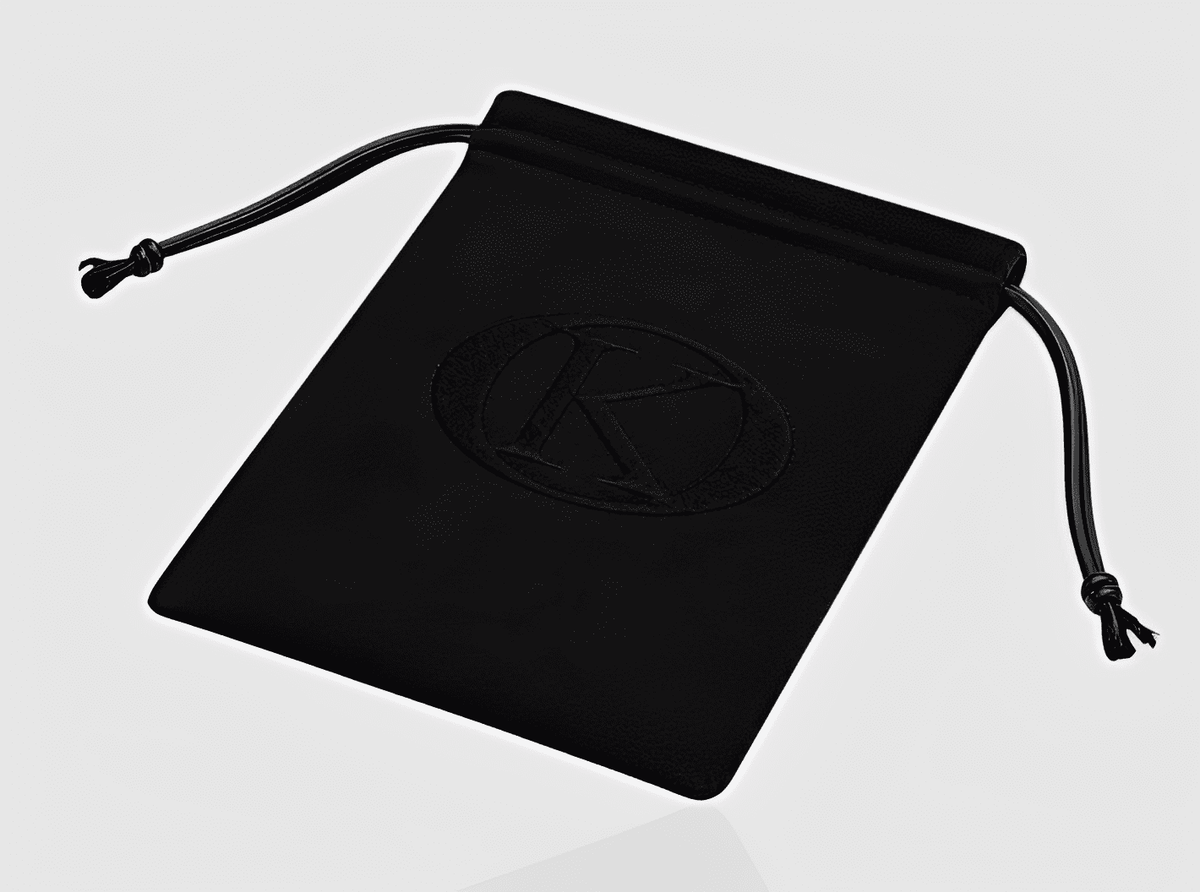 KORTONS Signature Eyelet Box Case black pouch with logo, designed for elegance and protection.