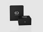 KORTONS Signature Eyelet Box Case in sleek black design with silver logo, showcasing luxury packaging.